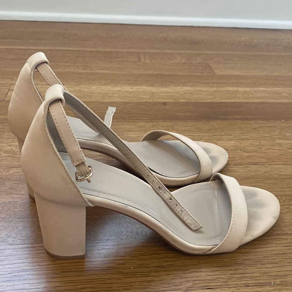 Pale pink block heel